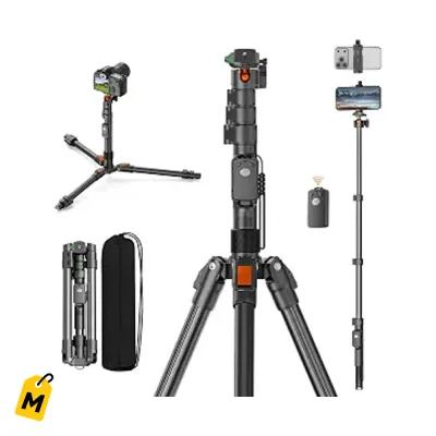 Tripode 75 Pulgadas Aluminio Pa Camara Celular y Monopie con Control Remoto