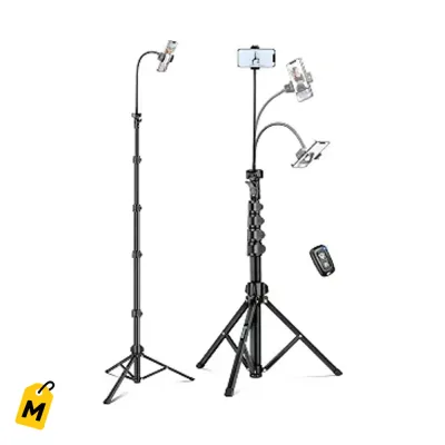 Tripode 85in pa Celular iPhone Android con Control Remoto y Brazo Flexible
