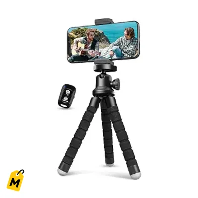 Tripode Aureday Flexible pa Celular con Control Remoto y Clip pa Videos y Selfies