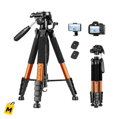 Tripode Victiv 74 Pulgadas Profesional para Camara y Celular Aluminio Resistente