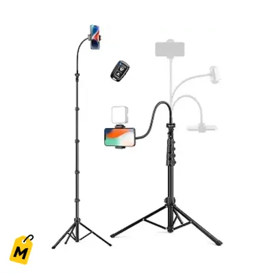 Tripode Victiv 86 pulg pa Celular con Cuello Flexible y Control Remoto para iPhone Android