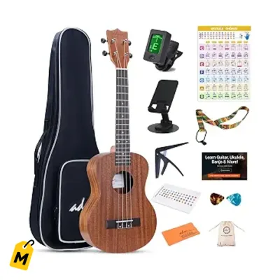Ukelele ADM Kit Completo Principiantes Caoba Sonido Calidad 26 Pulgadas