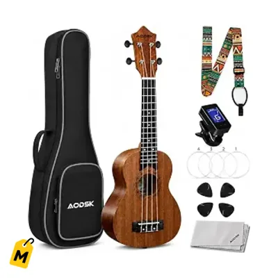 Ukelele Soprano AODSK 21 Pulgadas Kit Completo Pa Principiantes Funda Afinador