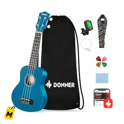 Ukelele Soprano Donner Pa Principiantes Kit Completo Azul Con Clases Gratis