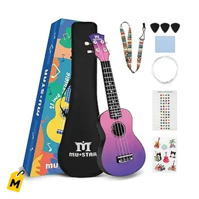Ukelele Soprano MUSTAR 21 Pulgadas Kit Completo Pa Principiantes Con Accesorios