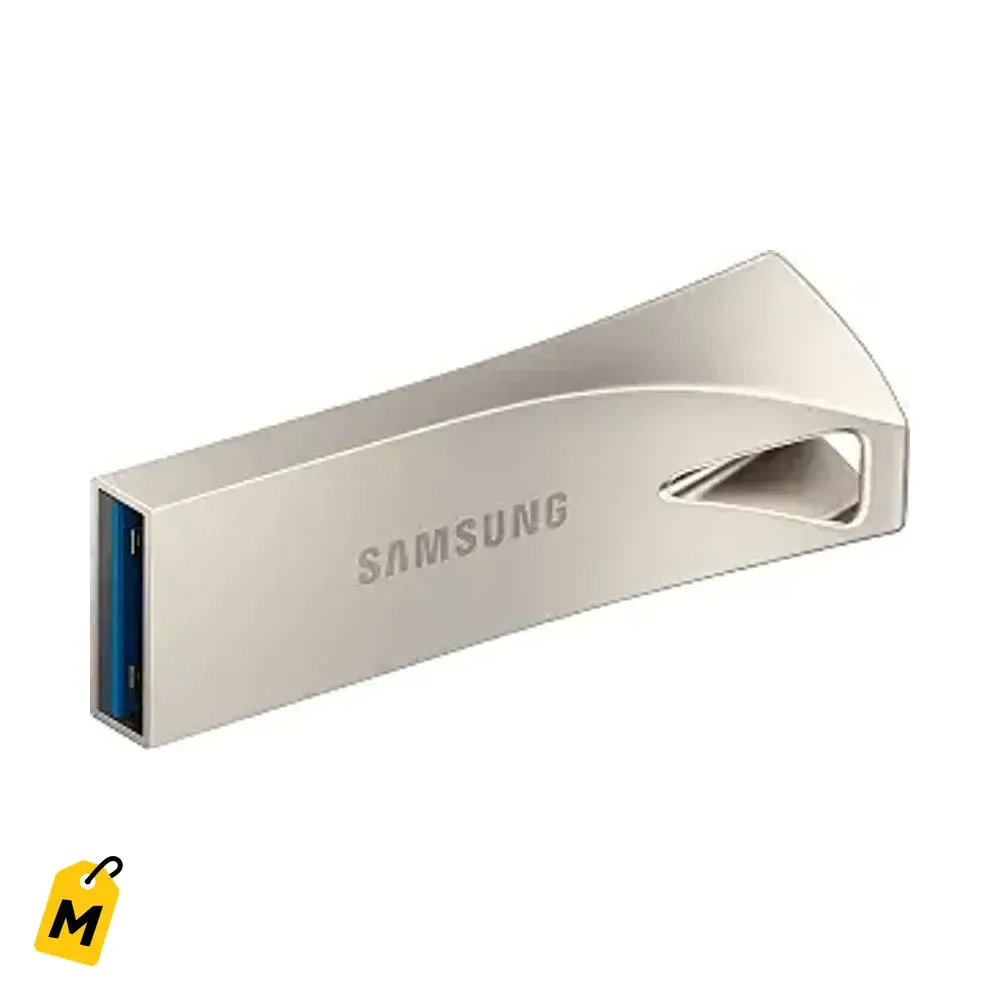 USB Samsung BAR Plus 128GB 400MBs Metalico Plata Champagne pa tus fotos y videos