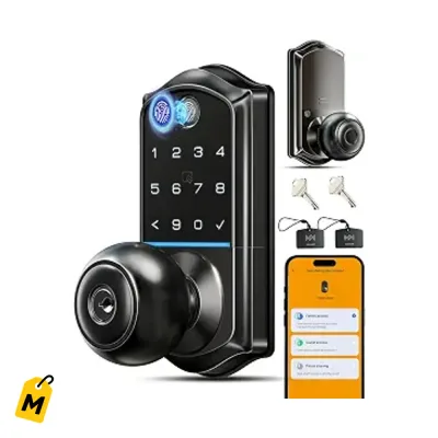 Veise VE018 Cerradura Inteligente Negro Mate: Huella, App y Sin Llaves