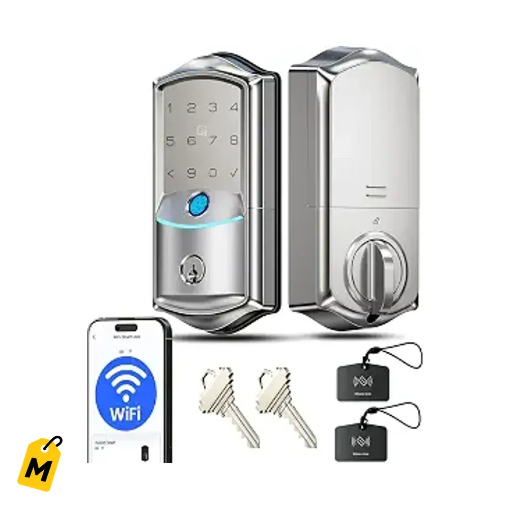 Veise VE027 Cerradura Inteligente WiFi Huella Digital Sin Llave Niquel Satinado