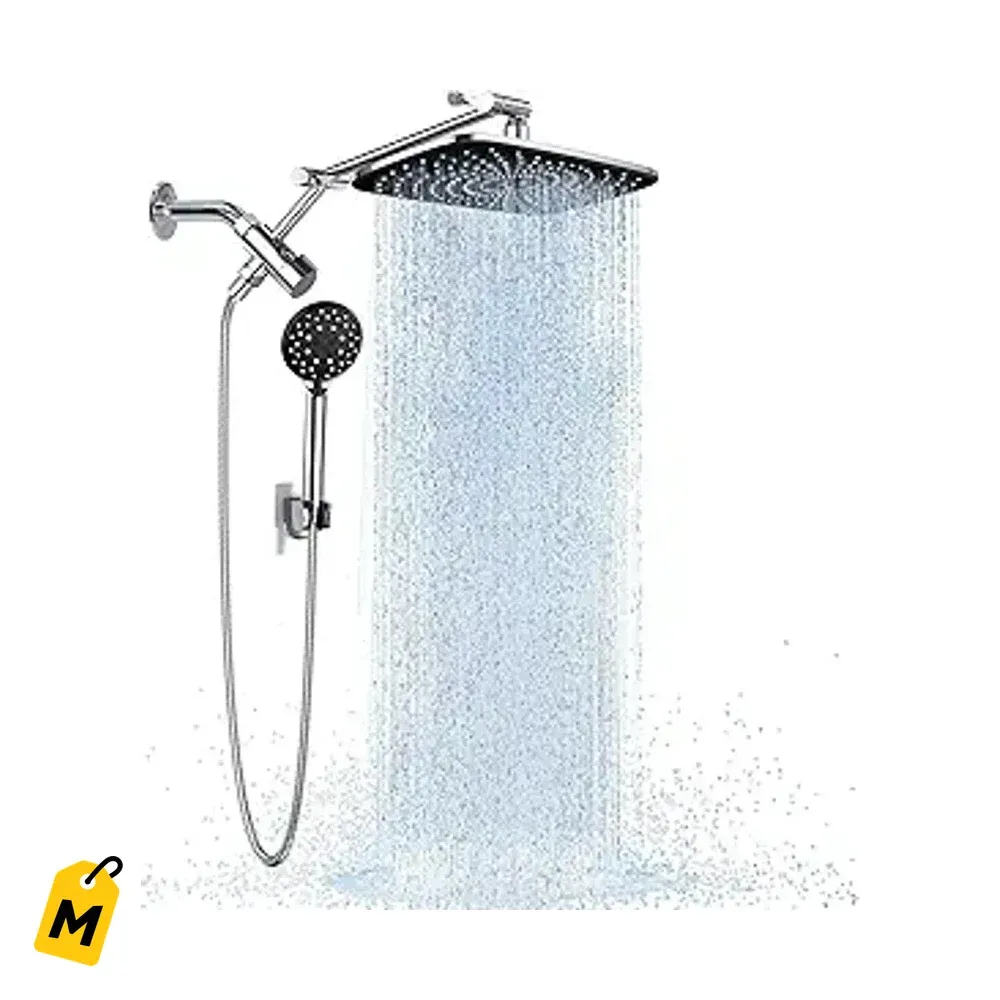 Veken Ducha Lluvia y Mano Alta Presion 11.8" con Brazo Extensor Cromado para Bano