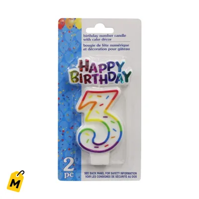 Velas de Cumpleanos 3 - Set de 2 - Celebra con Estilo en Mercablo