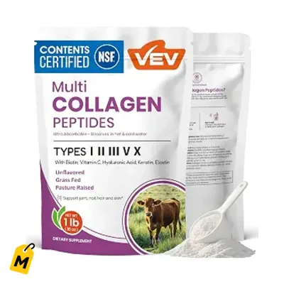 VEV Colageno Multi Peptidos, 16 oz - Piel Radiante, Pelo Fuerte, Articulaciones Sanas