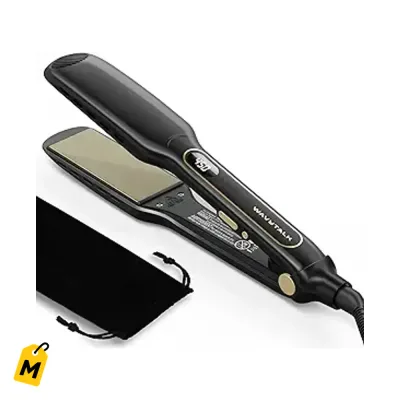 Wavytalk Plancha Ancha Mojado a Seco Liso Brillante Voltaje Dual Negro