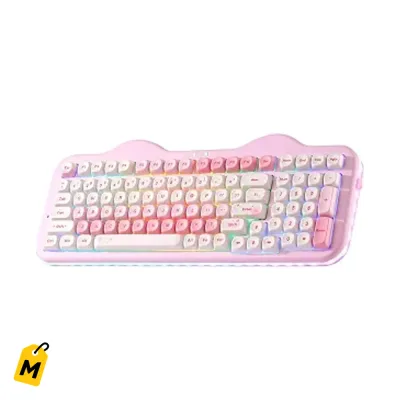 YUNZII C98 Teclado Inalambrico Rosa Diseno Bizcocho Mecanico pa Windows y Mac