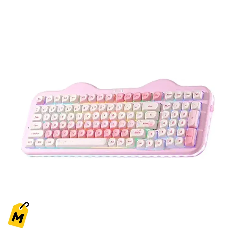 YUNZII C98 Teclado Inalambrico Rosa Diseno Bizcocho Mecanico pa Windows y Mac