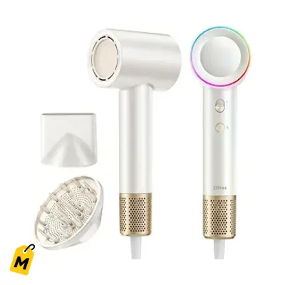 Zibtes Blower Secado Rapido Ionico Blanco con Difusor y Accesorios Magneticos