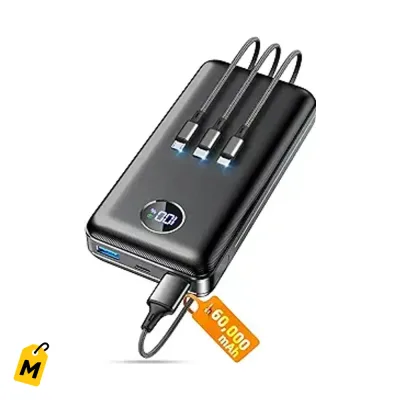 ZZI Power Bank 60000mAh Carga Rapida 22.5W PD Pa Que Nunca Te Quedes Sin Pila