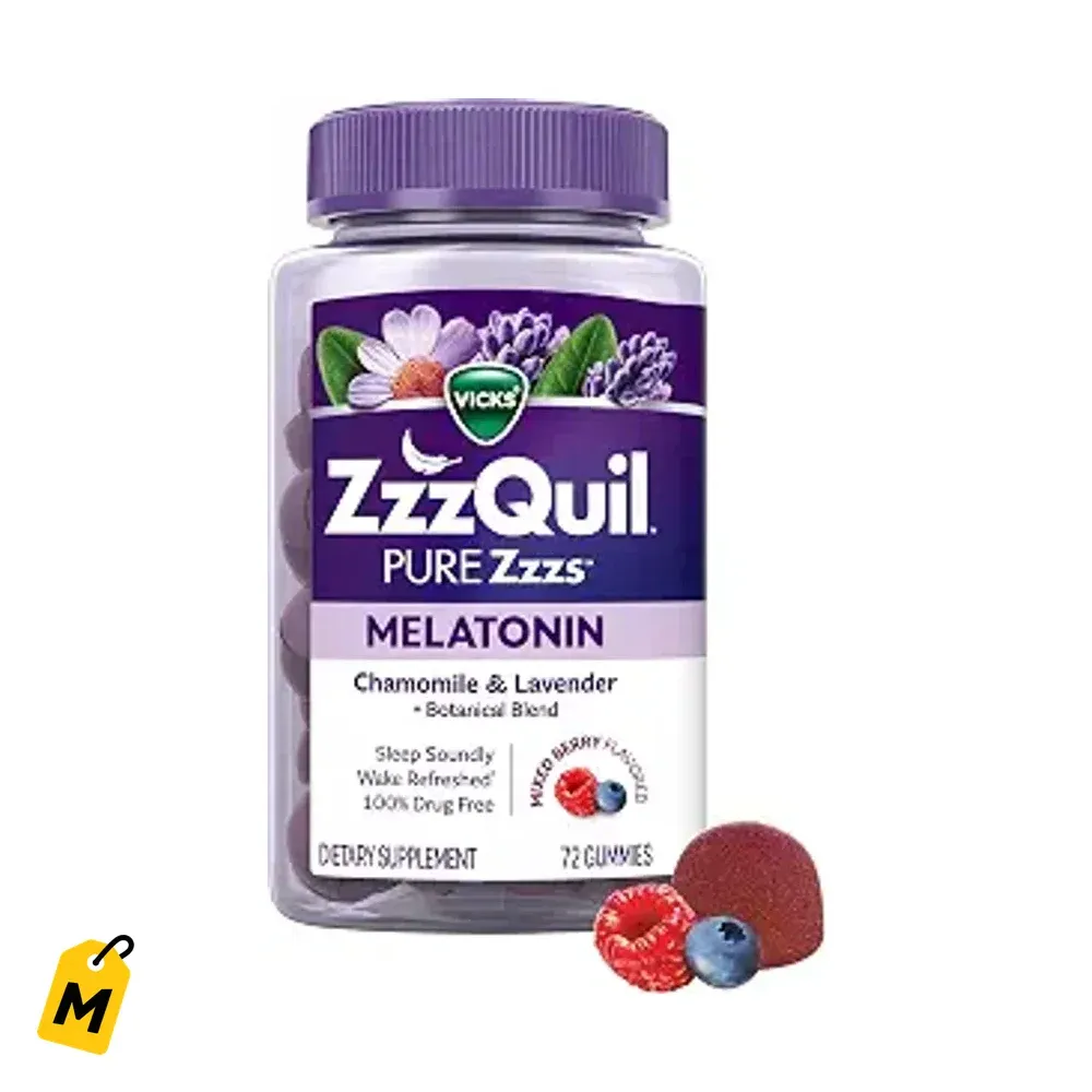 ZzzQuil Pure Zzzs Gomitas Melatonina 2mg Pa Dormir Relajao Sabor Vainilla y Frutos Rojos